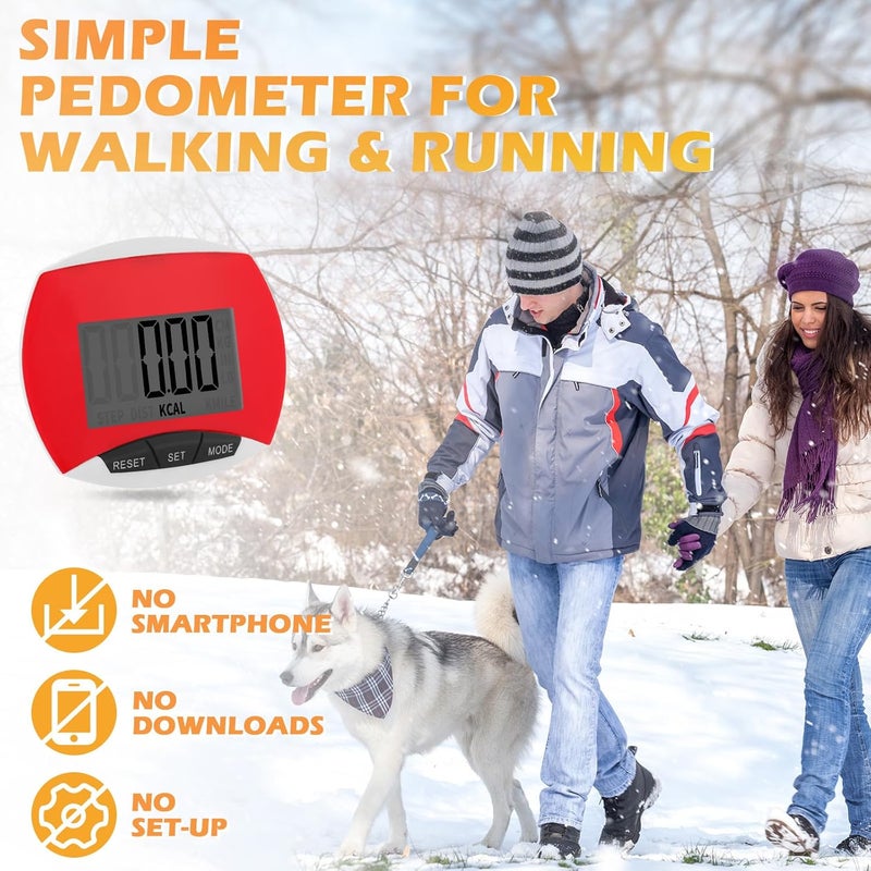 Copkim 9 Pcs Simple Pedometers Bulk for Walking Steps and Miles Walking Step Counters with Calories Burned Portable Clip Step Tracker for Seniors Man Women Jogging Hiking Running - Image 3